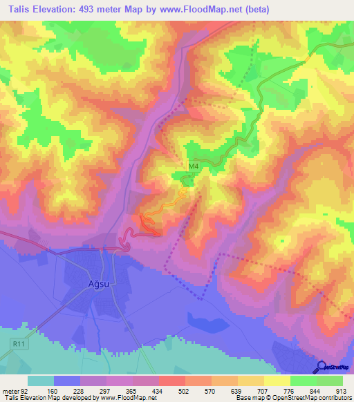 Talis,Azerbaijan Elevation Map