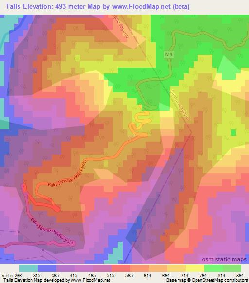 Talis,Azerbaijan Elevation Map