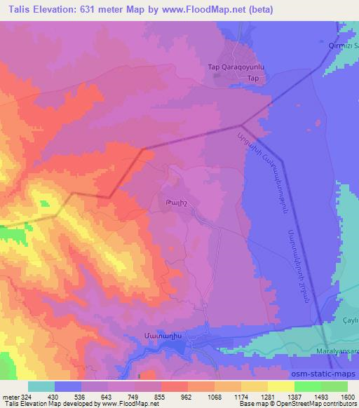 Talis,Azerbaijan Elevation Map