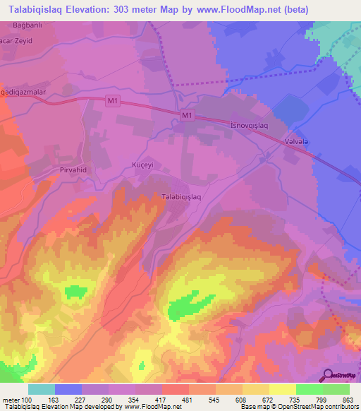 Talabiqislaq,Azerbaijan Elevation Map