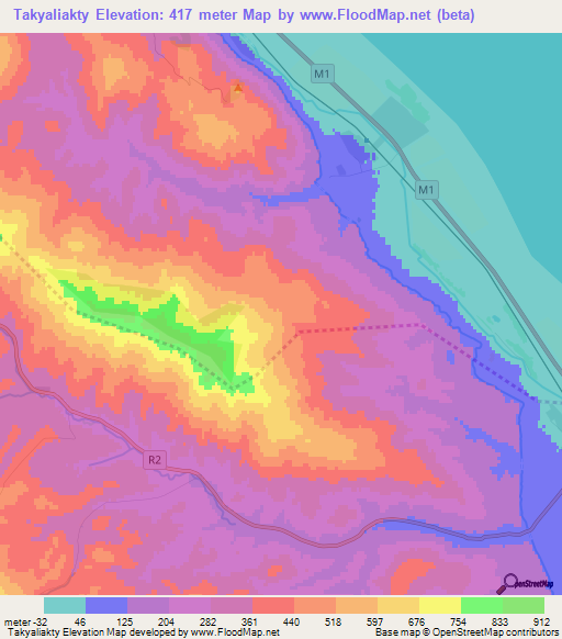 Takyaliakty,Azerbaijan Elevation Map