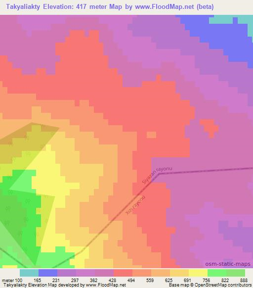 Takyaliakty,Azerbaijan Elevation Map
