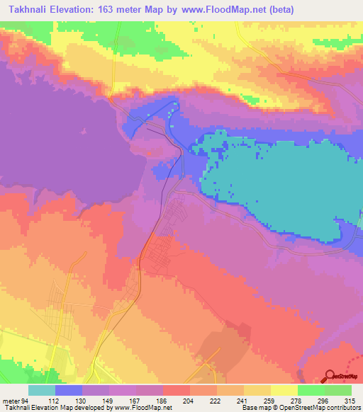 Takhnali,Azerbaijan Elevation Map