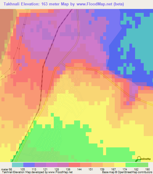 Takhnali,Azerbaijan Elevation Map