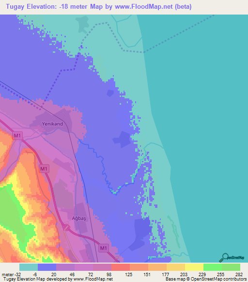 Tugay,Azerbaijan Elevation Map
