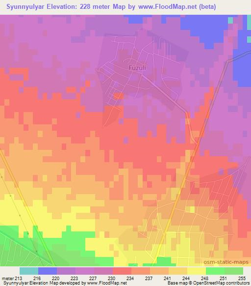 Syunnyulyar,Azerbaijan Elevation Map