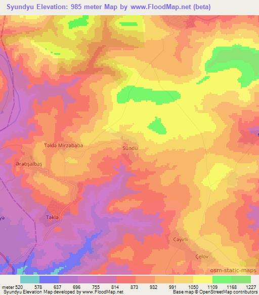 Syundyu,Azerbaijan Elevation Map