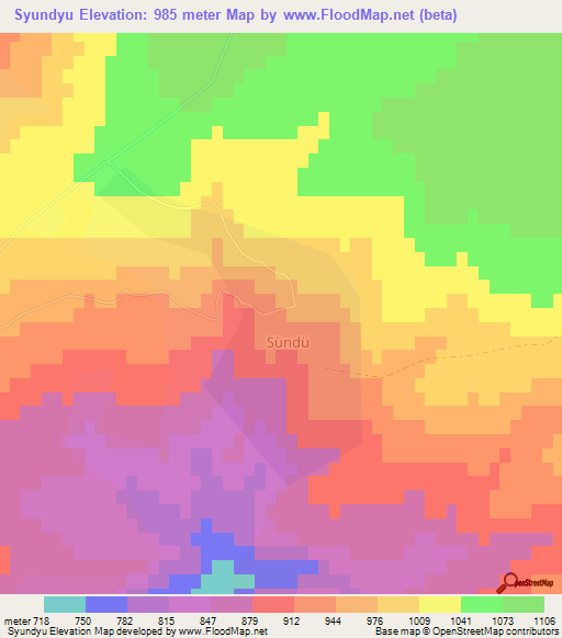 Syundyu,Azerbaijan Elevation Map