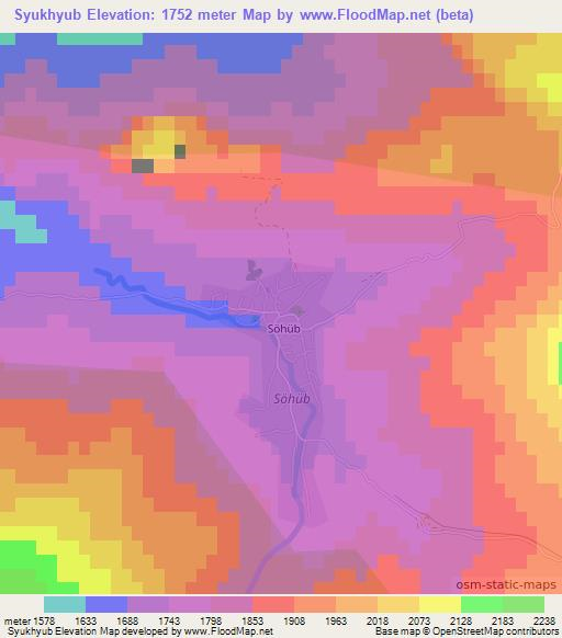 Syukhyub,Azerbaijan Elevation Map