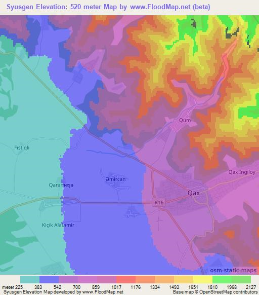 Syusgen,Azerbaijan Elevation Map