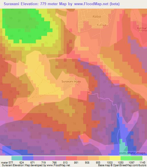 Suraxani,Azerbaijan Elevation Map