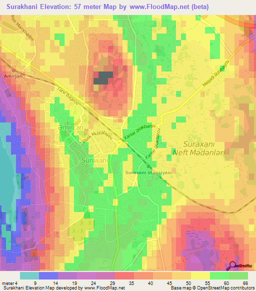 Surakhani,Azerbaijan Elevation Map