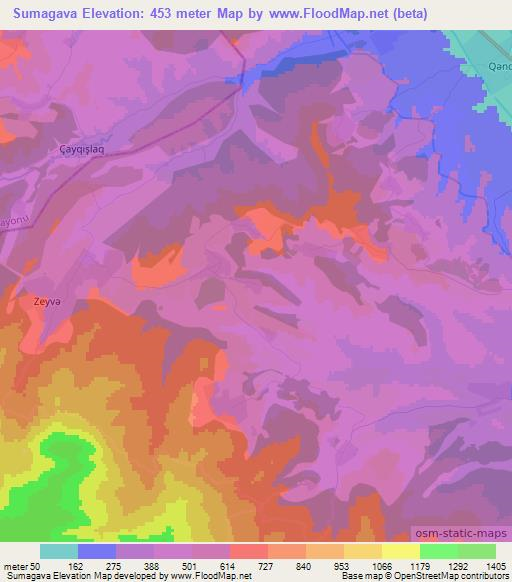 Sumagava,Azerbaijan Elevation Map