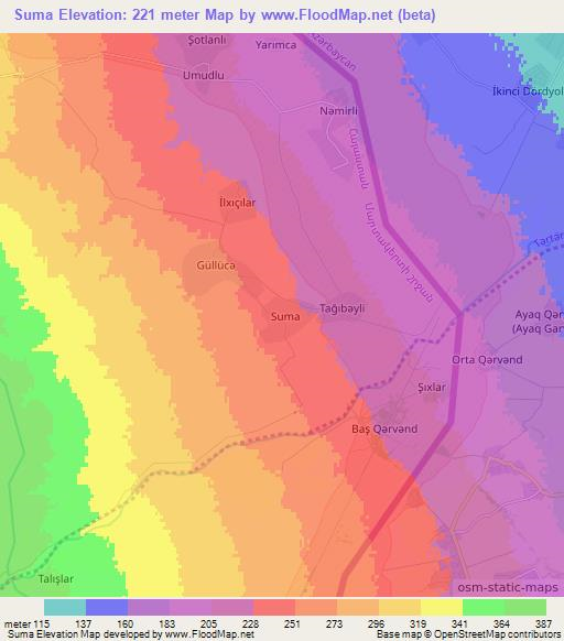 Suma,Azerbaijan Elevation Map