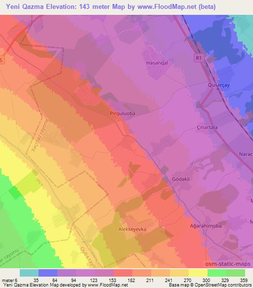 Yeni Qazma,Azerbaijan Elevation Map