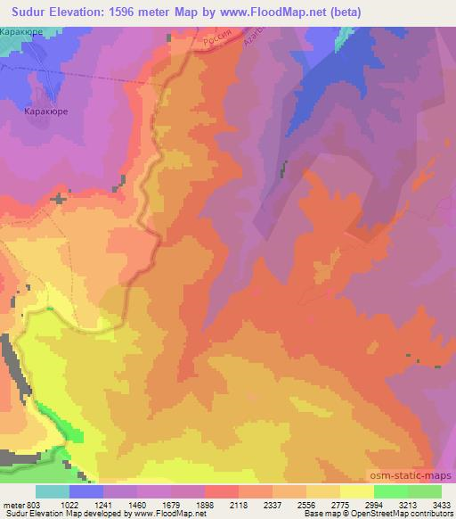 Sudur,Azerbaijan Elevation Map