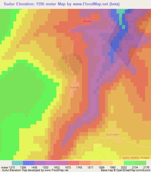 Sudur,Azerbaijan Elevation Map