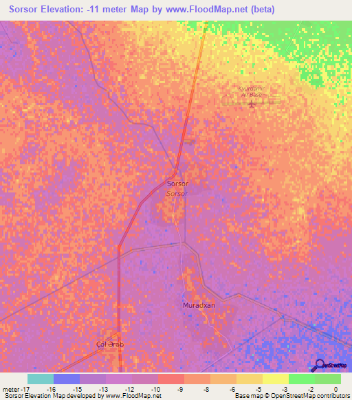 Sorsor,Azerbaijan Elevation Map