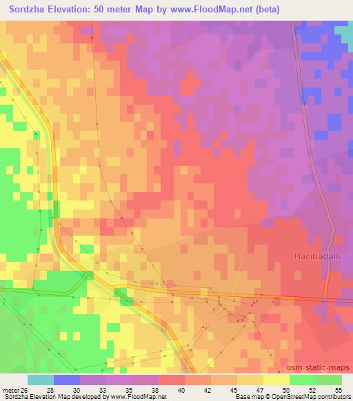 Sordzha,Azerbaijan Elevation Map
