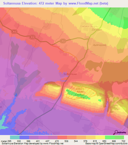 Soltannuxa,Azerbaijan Elevation Map