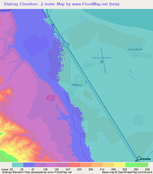 Sitalcay,Azerbaijan Elevation Map