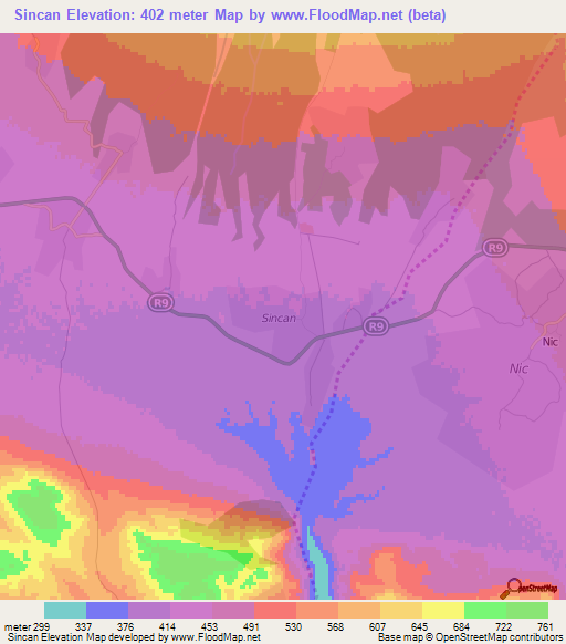 Sincan,Azerbaijan Elevation Map