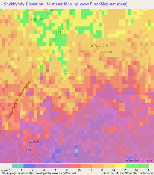 Shykhymly,Azerbaijan Elevation Map