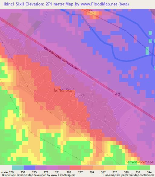 Ikinci Sixli,Azerbaijan Elevation Map
