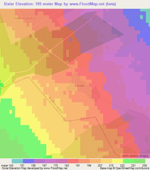 Sixlar,Azerbaijan Elevation Map