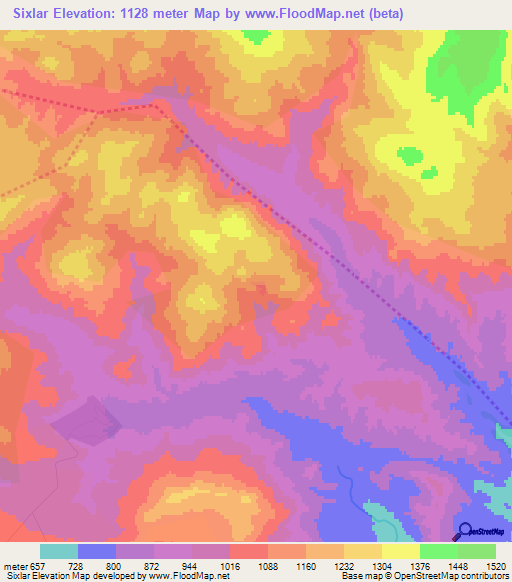 Sixlar,Azerbaijan Elevation Map