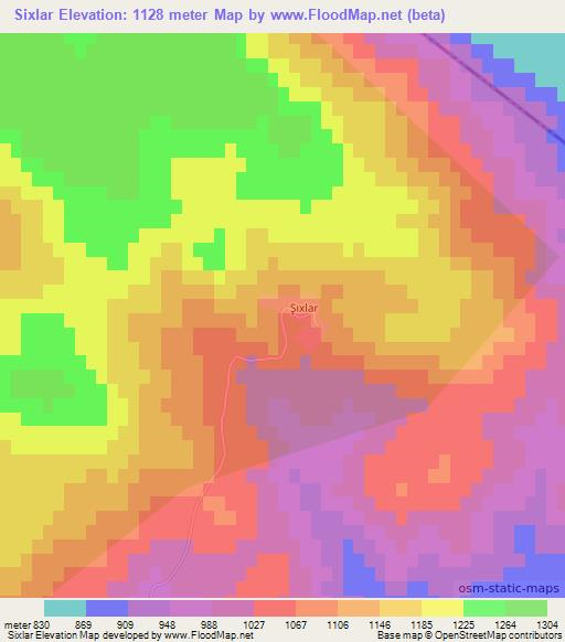 Sixlar,Azerbaijan Elevation Map