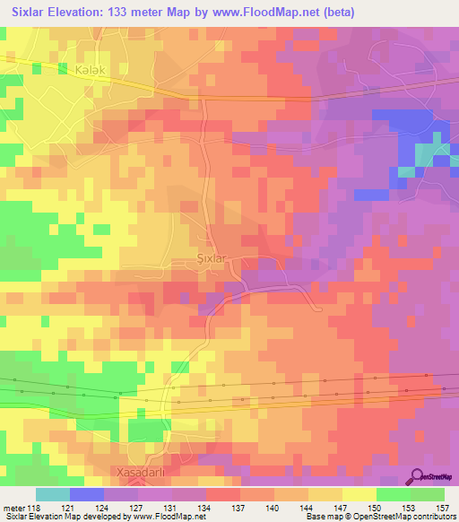 Sixlar,Azerbaijan Elevation Map