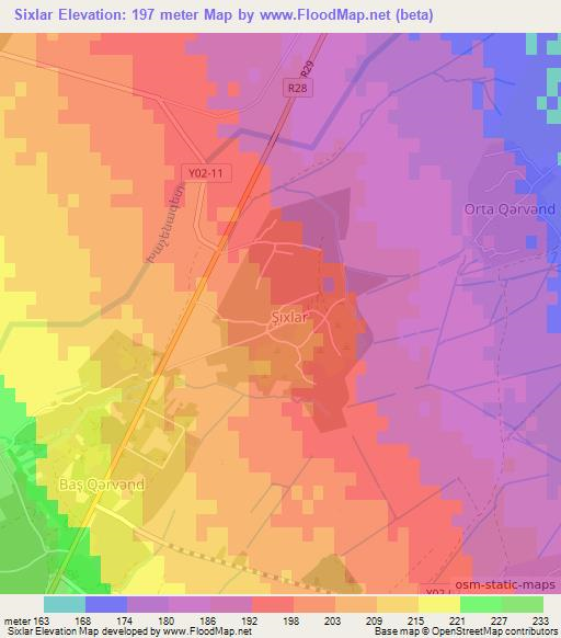Sixlar,Azerbaijan Elevation Map