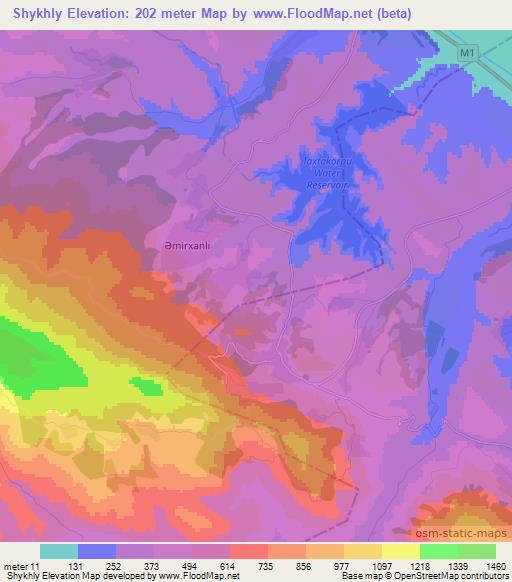 Shykhly,Azerbaijan Elevation Map