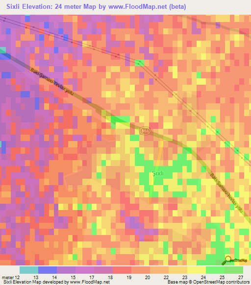 Sixli,Azerbaijan Elevation Map