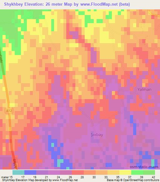 Shykhbey,Azerbaijan Elevation Map