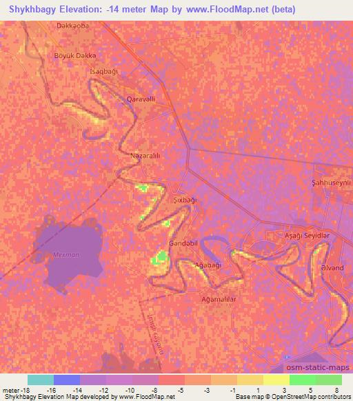 Shykhbagy,Azerbaijan Elevation Map