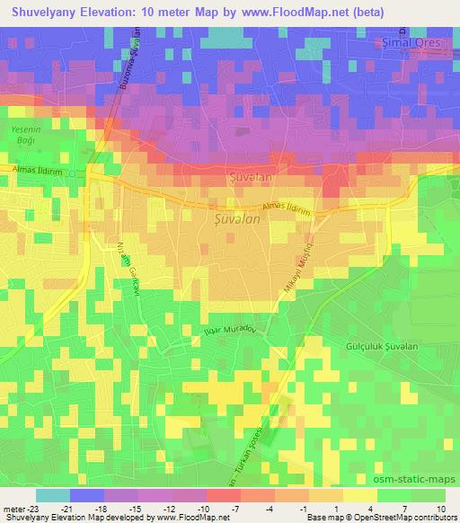Shuvelyany,Azerbaijan Elevation Map