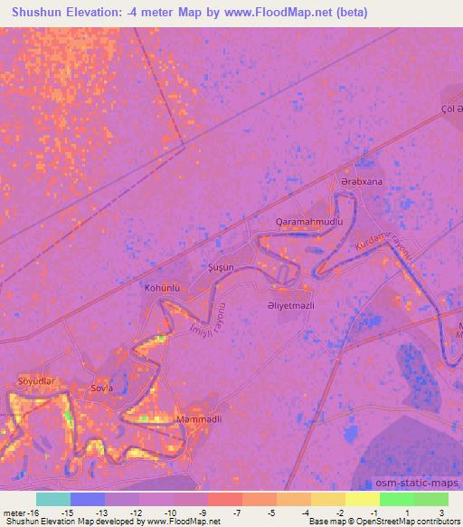 Shushun,Azerbaijan Elevation Map