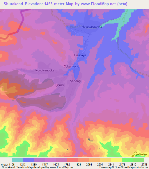 Shurakend,Azerbaijan Elevation Map