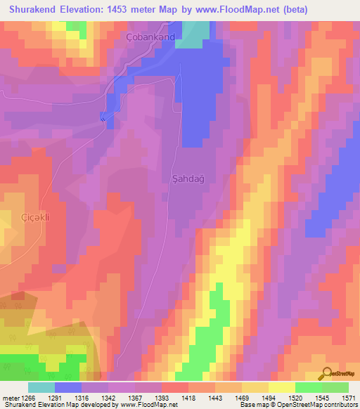 Shurakend,Azerbaijan Elevation Map