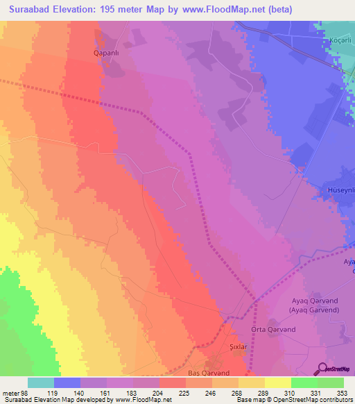Suraabad,Azerbaijan Elevation Map