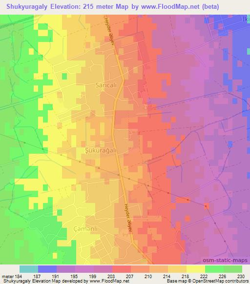 Shukyuragaly,Azerbaijan Elevation Map