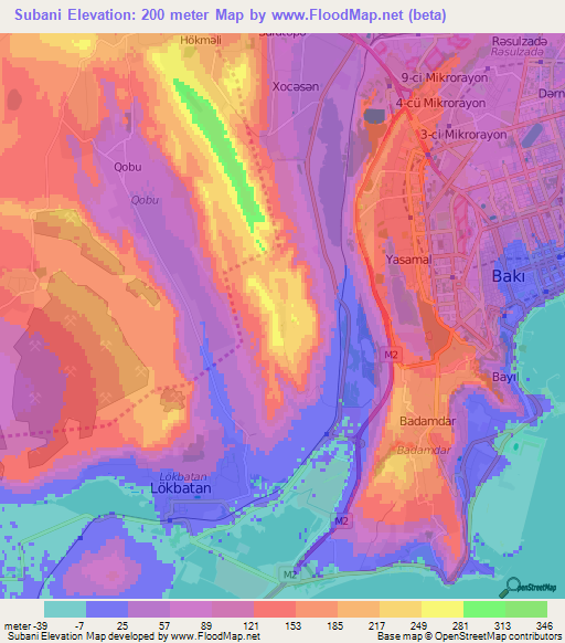 Subani,Azerbaijan Elevation Map