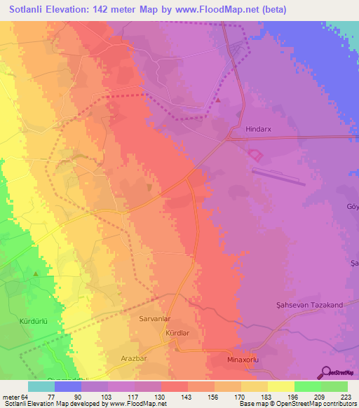 Sotlanli,Azerbaijan Elevation Map