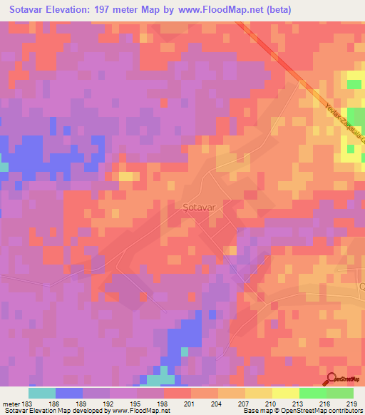 Sotavar,Azerbaijan Elevation Map