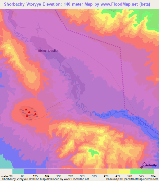 Shorbachy Vtoryye,Azerbaijan Elevation Map
