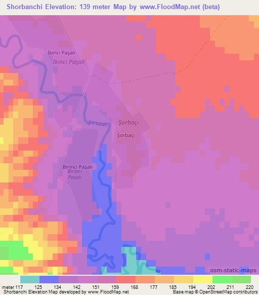 Shorbanchi,Azerbaijan Elevation Map