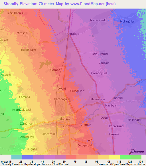 Shorally,Azerbaijan Elevation Map