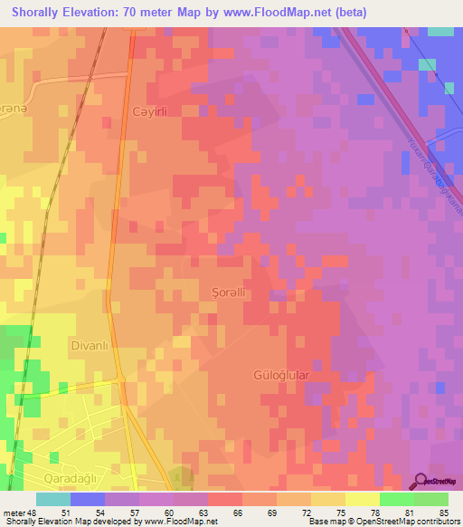 Shorally,Azerbaijan Elevation Map